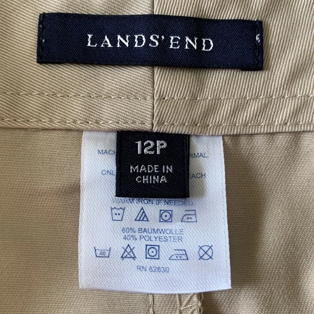 LANDS END Skirt Tan Normcore Cotton Blend Casual Straight Basic Neutral 12P